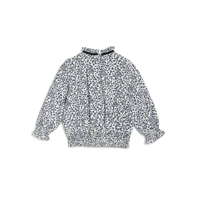 Girls Blue Floral Printed Top image number 1